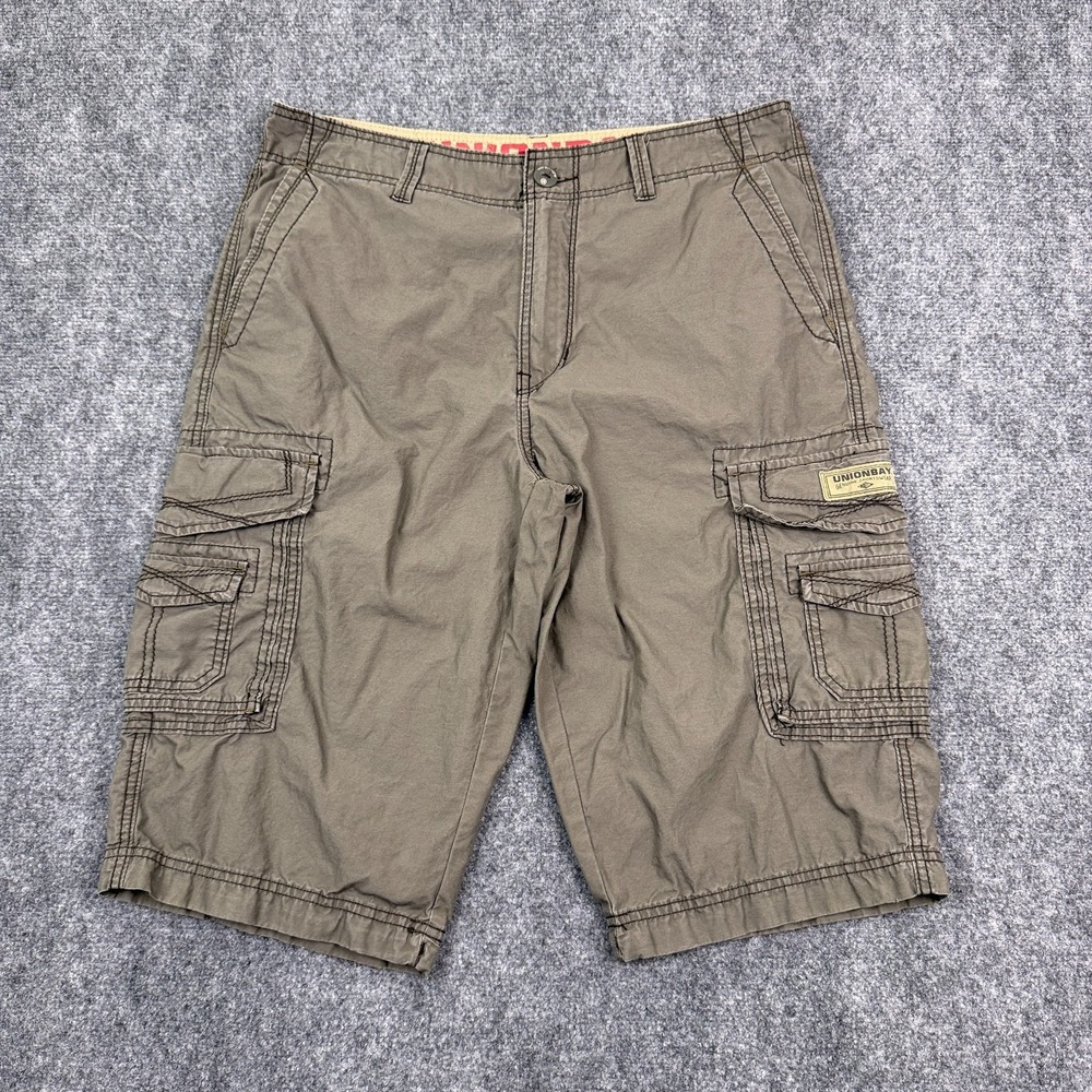 Unionbay Mens Cargo Shorts Size 34 Lt Gray Utility 100% Cotton Outdoor Hiking
